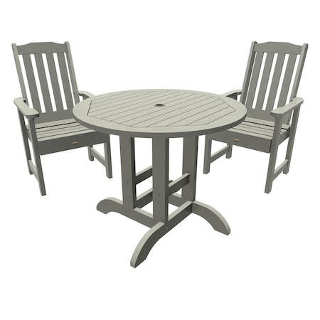 Highwood Usa Lehigh 3pc Round Outdoor Patio Furniture Dining Set AD-DNL36-CGE